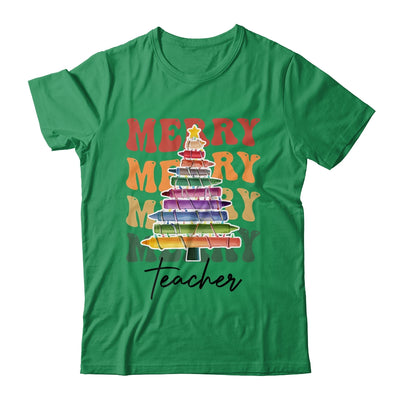 Merry Christmas Tree Crayon Light Student Teacher Christmas Shirt & Sweatshirt | teecentury
