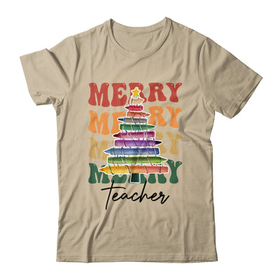 Merry Christmas Tree Crayon Light Student Teacher Christmas Shirt & Sweatshirt | teecentury