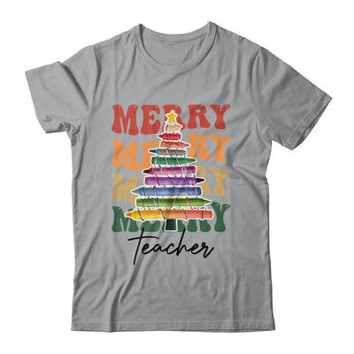 Merry Christmas Tree Crayon Light Student Teacher Christmas Shirt & Sweatshirt | teecentury
