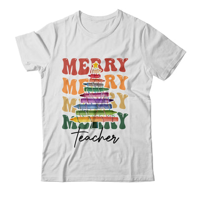 Merry Christmas Tree Crayon Light Student Teacher Christmas Shirt & Sweatshirt | teecentury