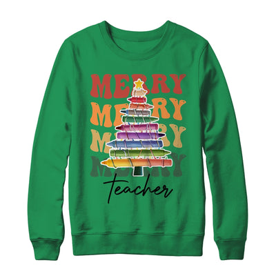 Merry Christmas Tree Crayon Light Student Teacher Christmas Shirt & Sweatshirt | teecentury