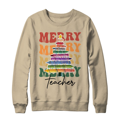 Merry Christmas Tree Crayon Light Student Teacher Christmas Shirt & Sweatshirt | teecentury
