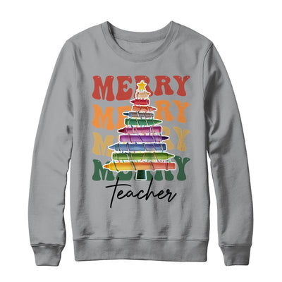 Merry Christmas Tree Crayon Light Student Teacher Christmas Shirt & Sweatshirt | teecentury