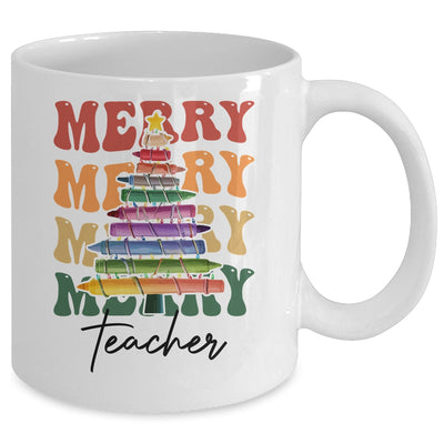 Merry Christmas Tree Crayon Light Student Teacher Christmas Mug | teecentury
