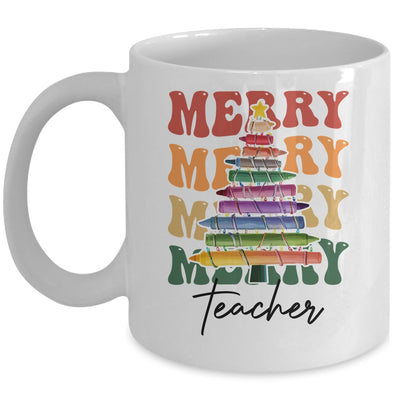Merry Christmas Tree Crayon Light Student Teacher Christmas Mug | teecentury