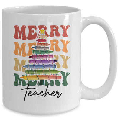 Merry Christmas Tree Crayon Light Student Teacher Christmas Mug | teecentury