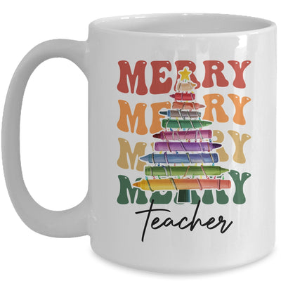 Merry Christmas Tree Crayon Light Student Teacher Christmas Mug | teecentury