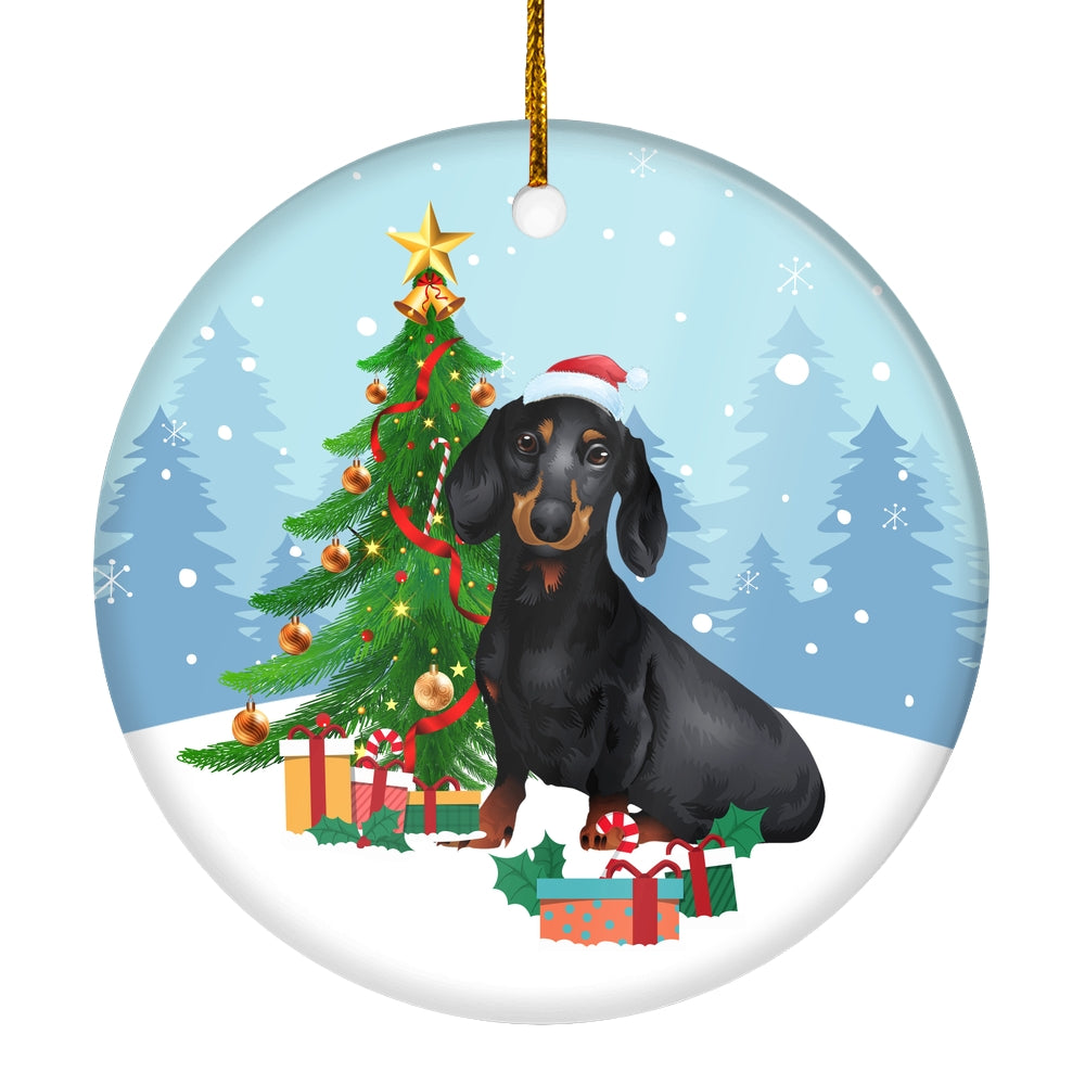 Merry Christmas Tree Dachshund Christmas and Dogs Gift for Dog Lovers Christmas Tree Ornament | teecentury