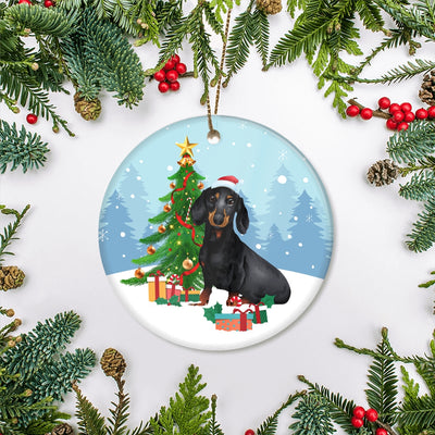 Merry Christmas Tree Dachshund Christmas and Dogs Gift for Dog Lovers Christmas Tree Ornament | teecentury
