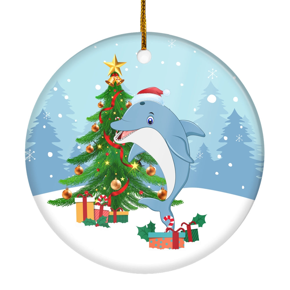 Merry Christmas Tree Dolphin Christmas Tree Ornament | teecentury