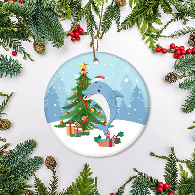 Merry Christmas Tree Dolphin Christmas Tree Ornament | teecentury
