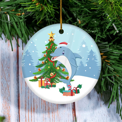Merry Christmas Tree Dolphin Christmas Tree Ornament | teecentury