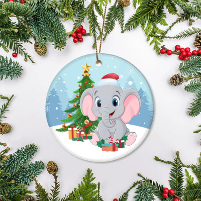 Merry Christmas Tree Elephant Christmas Tree Ornament | teecentury