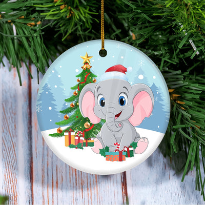 Merry Christmas Tree Elephant Christmas Tree Ornament | teecentury