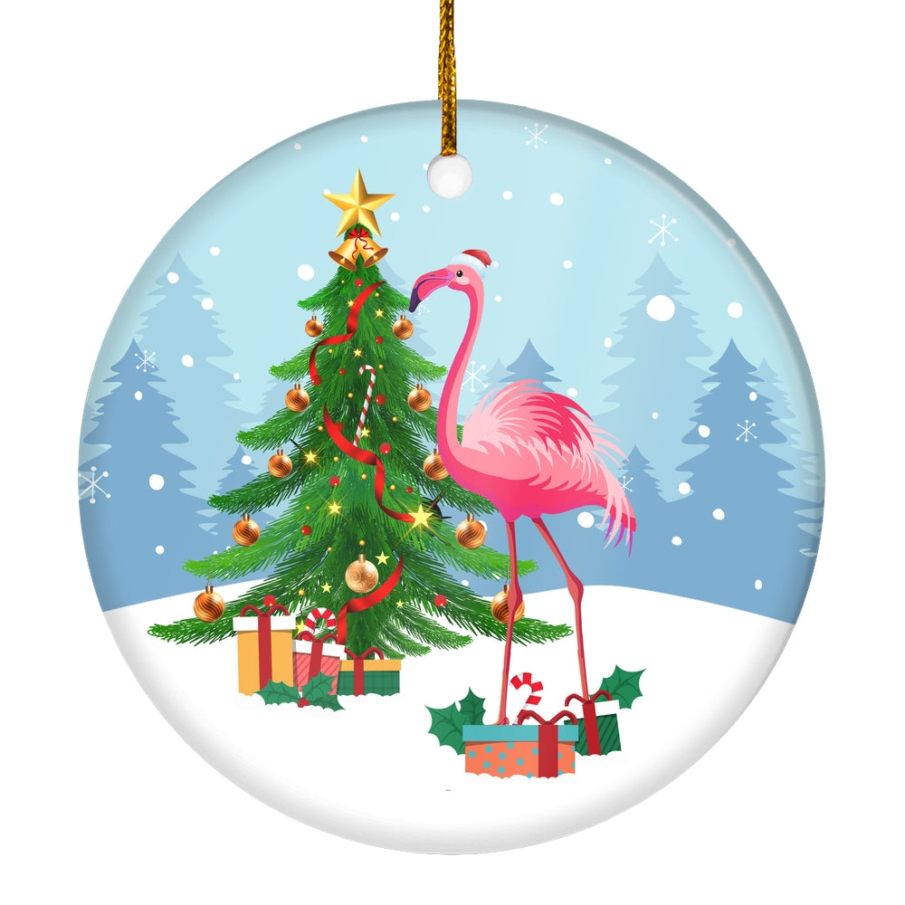 Merry Christmas Tree Flamingo Christmas Tree Ornament | teecentury