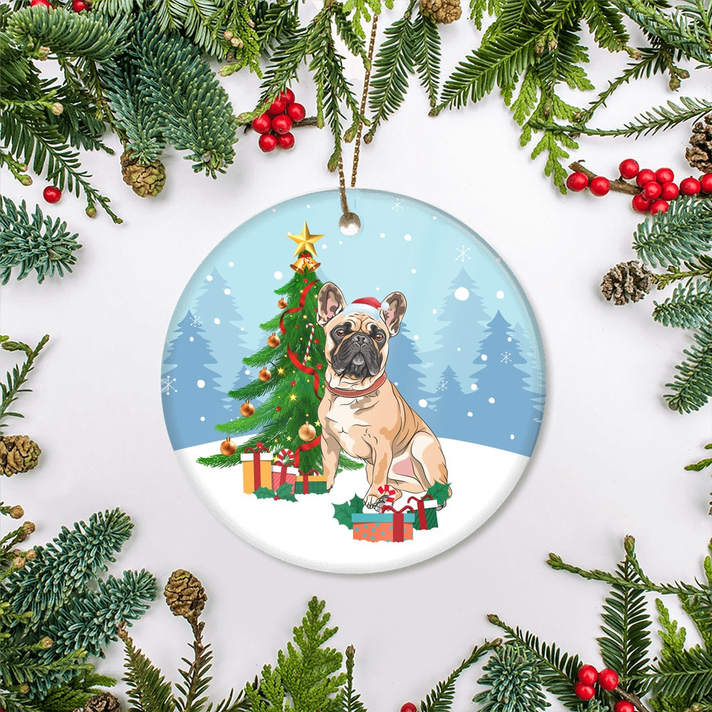 Merry Christmas Tree French Bulldog Christmas and Dogs Gift for Dog Lovers Christmas Tree Ornament | teecentury