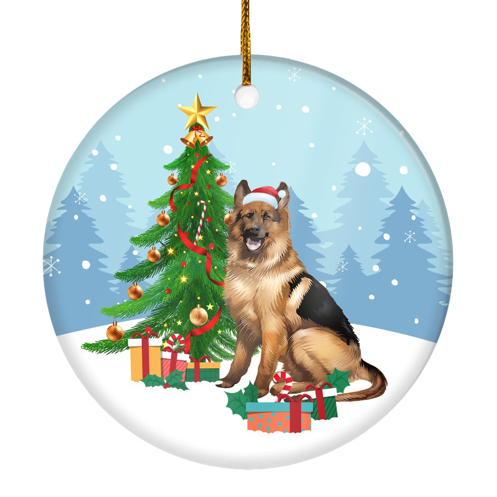 Merry Christmas Tree German Shepherd Christmas and Dogs Gift for Dog Lovers Christmas Tree Ornament | teecentury