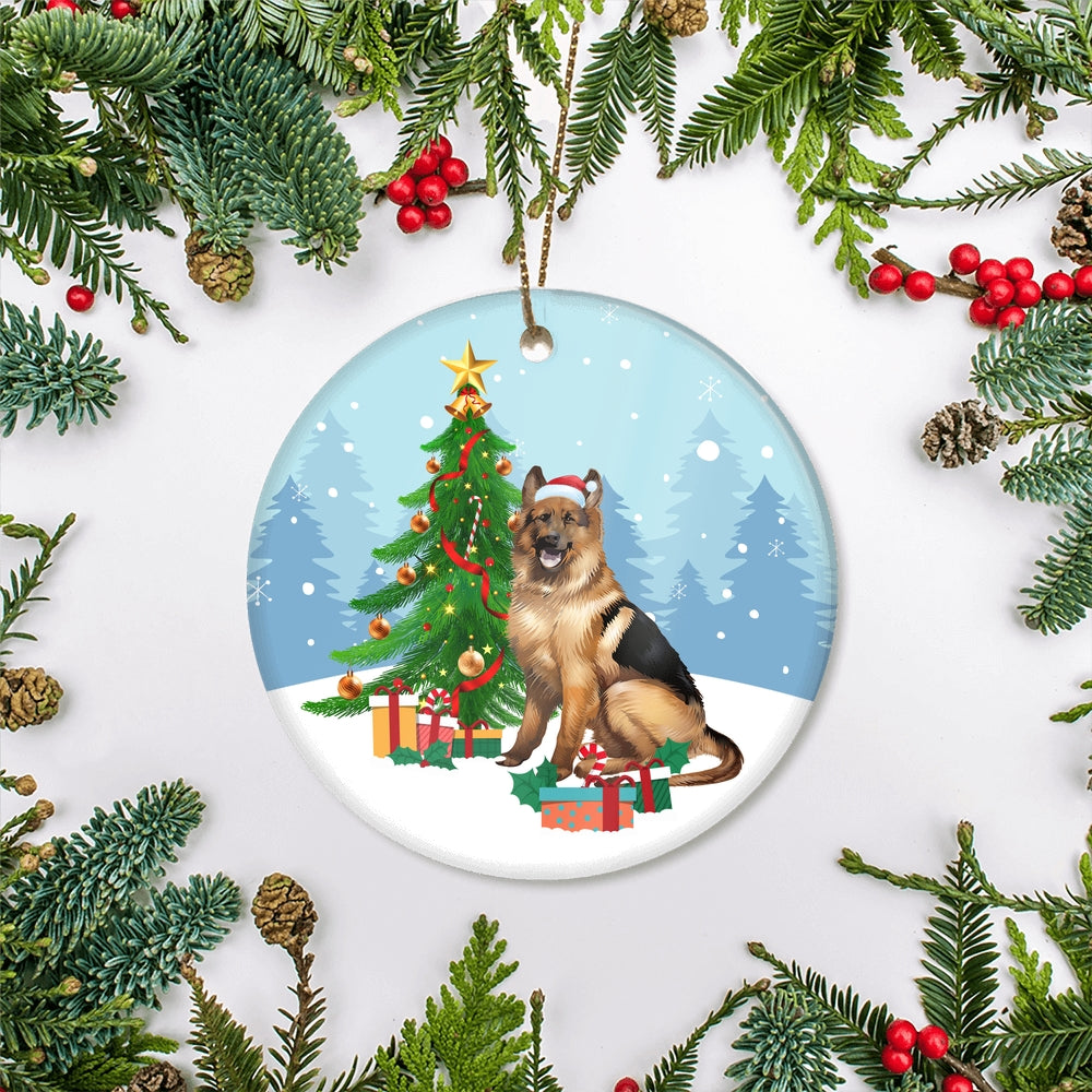 Merry Christmas Tree German Shepherd Christmas and Dogs Gift for Dog Lovers Christmas Tree Ornament | teecentury
