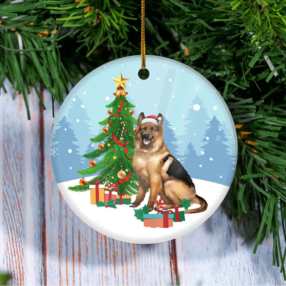 Merry Christmas Tree German Shepherd Christmas and Dogs Gift for Dog Lovers Christmas Tree Ornament | teecentury