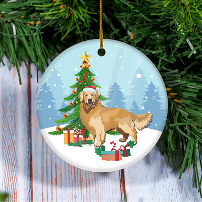 Merry Christmas Tree Golden Retriever Christmas and Dogs Gift for Dog Lovers Christmas Tree Ornament | teecentury