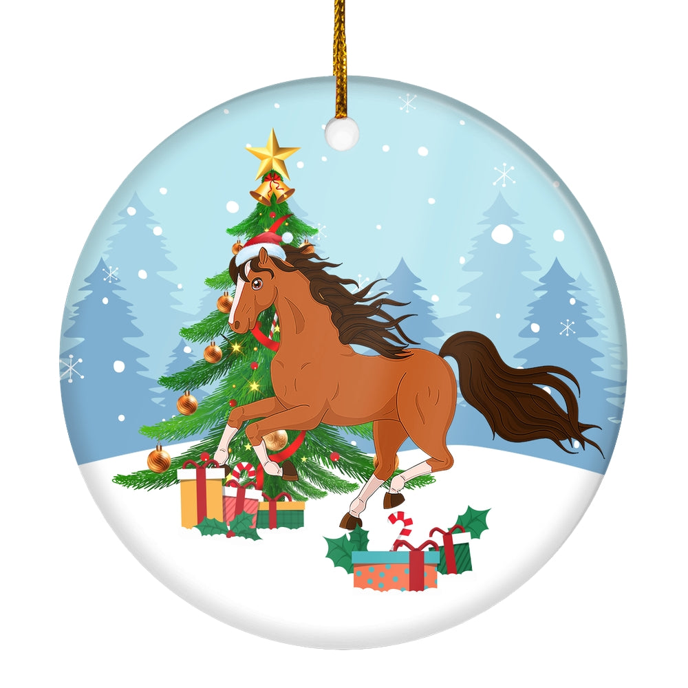 Merry Christmas Tree Horse Christmas Tree Ornament | teecentury