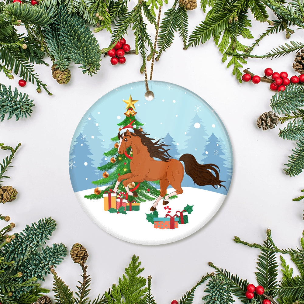 Merry Christmas Tree Horse Christmas Tree Ornament | teecentury