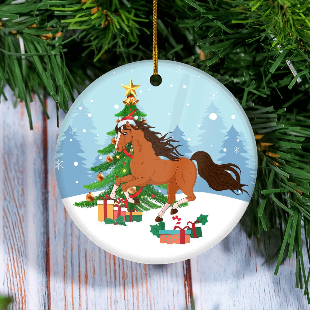 Merry Christmas Tree Horse Christmas Tree Ornament | teecentury