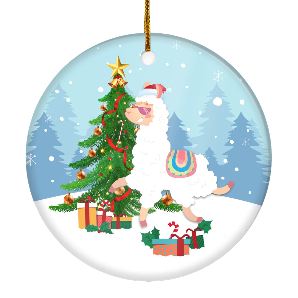 Merry Christmas Tree Llama Christmas Tree Ornament | teecentury