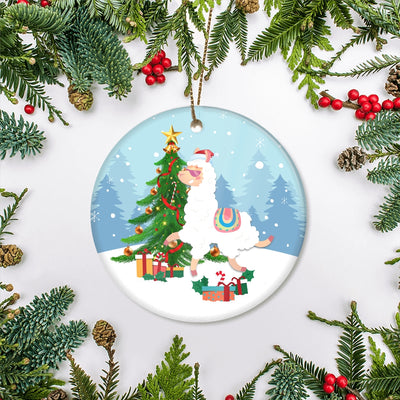 Merry Christmas Tree Llama Christmas Tree Ornament | teecentury
