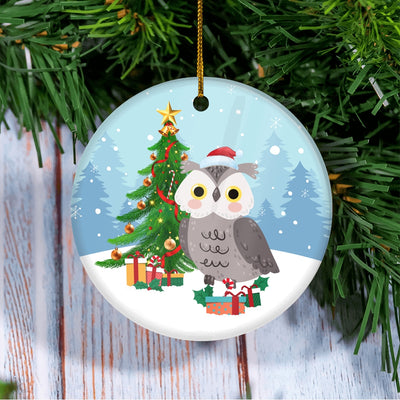 Merry Christmas Tree Owl Christmas Tree Ornament | teecentury