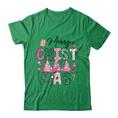 Merry Christmas Tree Pink Christmas Retro Vibes Girls Women Shirt & Sweatshirt | teecentury