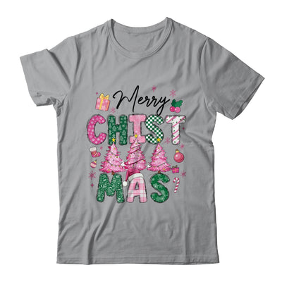 Merry Christmas Tree Pink Christmas Retro Vibes Girls Women Shirt & Sweatshirt | teecentury