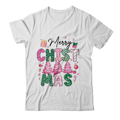 Merry Christmas Tree Pink Christmas Retro Vibes Girls Women Shirt & Sweatshirt | teecentury