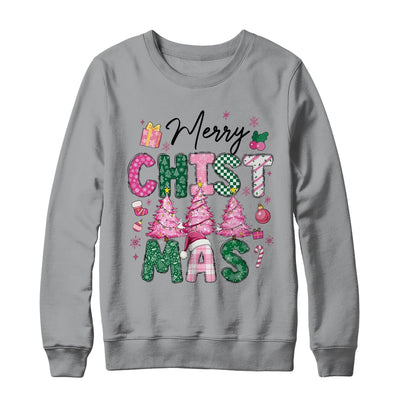 Merry Christmas Tree Pink Christmas Retro Vibes Girls Women Shirt & Sweatshirt | teecentury