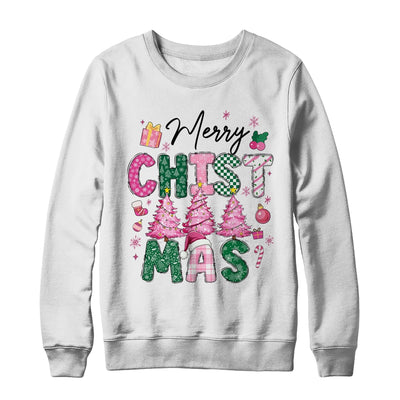Merry Christmas Tree Pink Christmas Retro Vibes Girls Women Shirt & Sweatshirt | teecentury