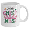 Merry Christmas Tree Pink Christmas Retro Vibes Girls Women Mug | teecentury