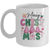 Merry Christmas Tree Pink Christmas Retro Vibes Girls Women Mug | teecentury