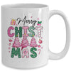 Merry Christmas Tree Pink Christmas Retro Vibes Girls Women Mug | teecentury