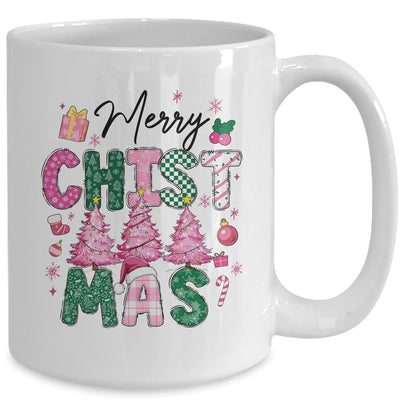 Merry Christmas Tree Pink Christmas Retro Vibes Girls Women Mug | teecentury