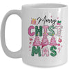 Merry Christmas Tree Pink Christmas Retro Vibes Girls Women Mug | teecentury