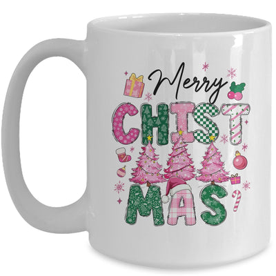 Merry Christmas Tree Pink Christmas Retro Vibes Girls Women Mug | teecentury