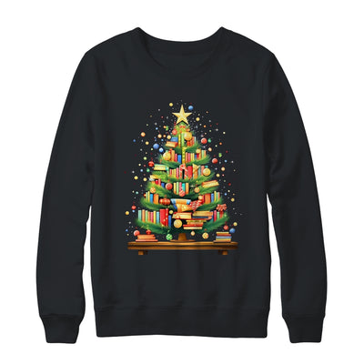 Merry Christmas Tree Reading Books Lover Librarian Nerd Shirt & Sweatshirt | teecentury