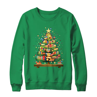 Merry Christmas Tree Reading Books Lover Librarian Nerd Shirt & Sweatshirt | teecentury