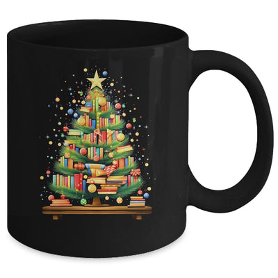 Merry Christmas Tree Reading Books Lover Librarian Nerd Mug | teecentury