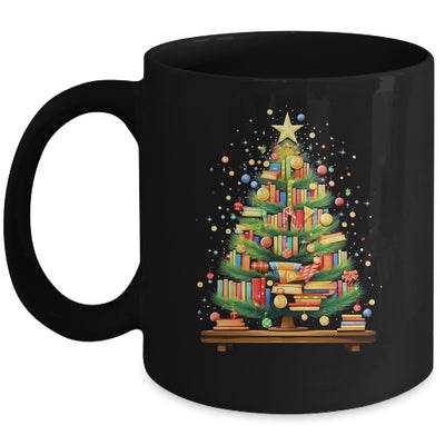 Merry Christmas Tree Reading Books Lover Librarian Nerd Mug | teecentury