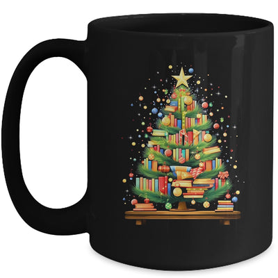 Merry Christmas Tree Reading Books Lover Librarian Nerd Mug | teecentury