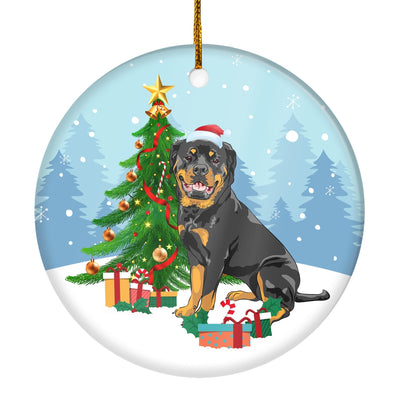 Merry Christmas Tree Rottweiler Christmas and Dogs Gift for Dog Lovers Christmas Tree Ornament | teecentury