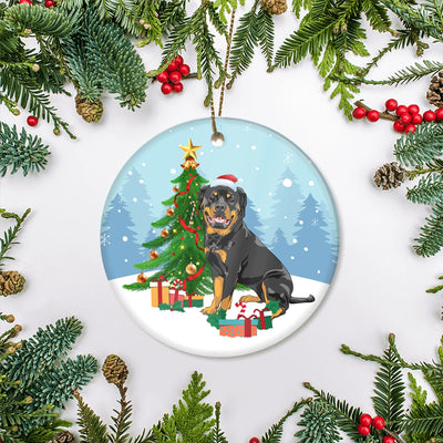 Merry Christmas Tree Rottweiler Christmas and Dogs Gift for Dog Lovers Christmas Tree Ornament | teecentury