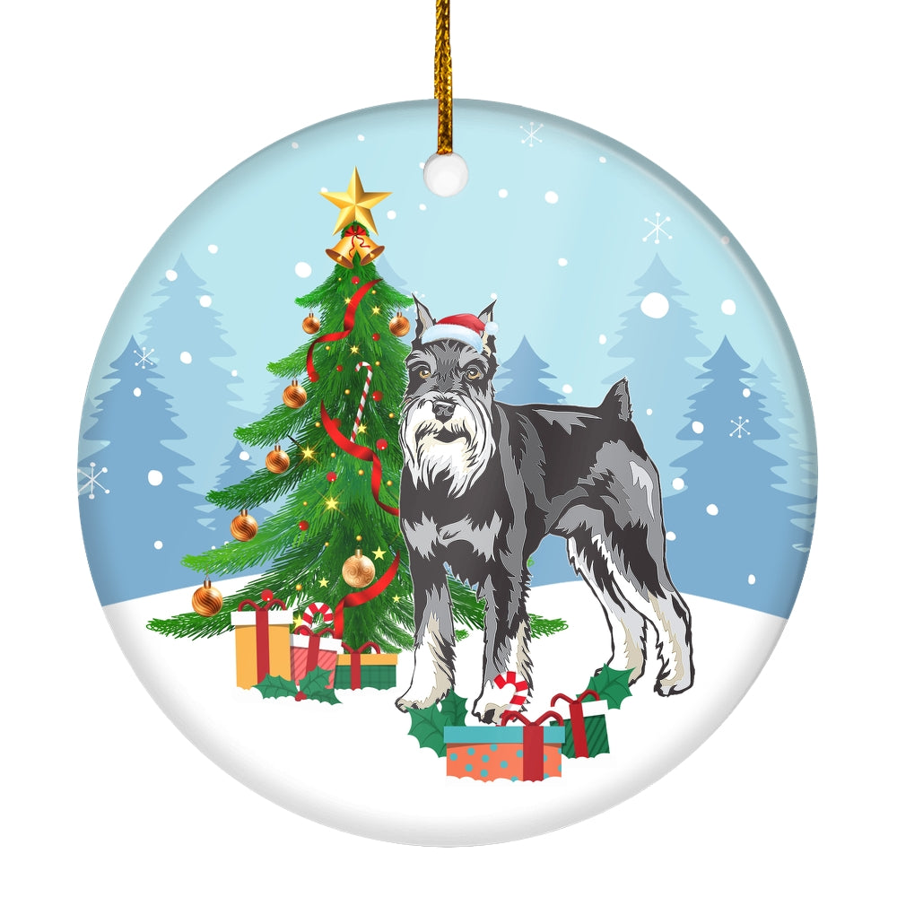 Merry Christmas Tree Schnauzer Christmas and Dogs Gift for Dog Lovers Christmas Tree Ornament | teecentury