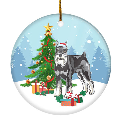 Merry Christmas Tree Schnauzer Christmas and Dogs Gift for Dog Lovers Christmas Tree Ornament | teecentury